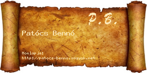 Patócs Bennó névjegykártya